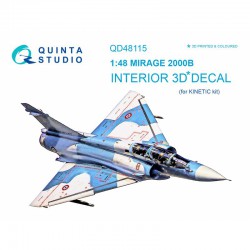QUINTA STUDIO QD48115 1/48 Mirage 2000B 3D-Printed & coloured Interior on decal paper (for Kinetic kit)