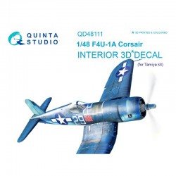 QUINTA STUDIO QD48111 1/48 F4U-1A Corsair 3D-Printed & coloured Interior on decal paper (for Tamiya kit)
