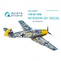 QUINTA STUDIO QD48097 1/48 Bf 109E 3D-Printed & coloured Interior on decal paper (for Tamiya kit)