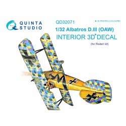 QUINTA STUDIO QD32071 1/32 Albatros D.III OAW 3D-Printed & coloured Interior on decal paper (for Roden kit)