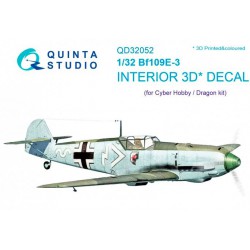 QUINTA STUDIO QD32052 1/32 Bf 109E-3 3D-Printed & coloured Interior on decal paper (for Cyber-hobby/Dragon kit)