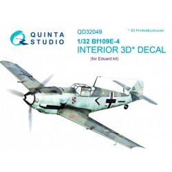 QUINTA STUDIO QD32049 1/32 Bf 109E-4 3D-Printed & coloured Interior on decal paper (for Eduard kit)