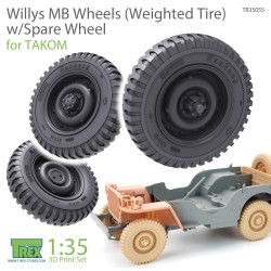 T-REX STUDIO TR35055 1/35 Willys MB Wheels (Weighted Tire) w/Spare Wheel