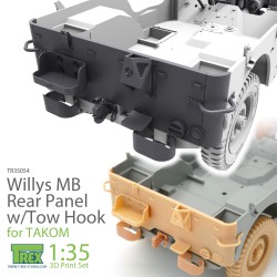 T-REX STUDIO TR35054 1/35 Willys MB Rear Panel w/Tow Hook Set for TAKOM