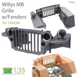 T-REX STUDIO TR35053 1/35 Willys MB Grille w/Fenders Set for TAKOM