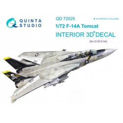 QUINTA STUDIO QD72025 1/72 F-14A 3D-Printed & coloured Interior on decal paper (for GWH kit)