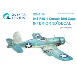 QUINTA STUDIO QD48110 1/48 F4U-1 Corsair (Bird cage) 3D-Printed & coloured Interior on decal paper (for Tamiya  kit)