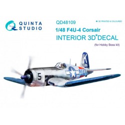 QUINTA STUDIO QD48109 1/48 F4U-4 3D-Printed & coloured Interior on decal paper (for HobbyBoss kit)