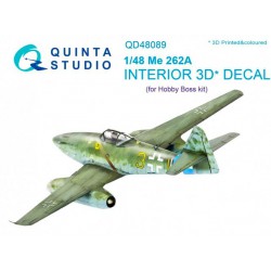 QUINTA STUDIO QD48089 1/48 Me-262A 3D-Printed & coloured Interior on decal paper (for HobbyBoss kit)
