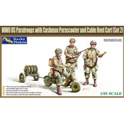 GECKO MODELS 35GM0042 1/35 WWII US Paratroops with Cushman Parascooter and cable reel cart
