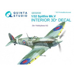 QUINTA STUDIO QD32030 1/32 Spitfire Mk.V 3D-Printed & coloured Interior on decal paper (for Hobbyboss kit)