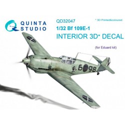 QUINTA STUDIO QD32047 1/32 Bf 109E-1 3D-Printed & coloured Interior on decal paper (for Eduard kit)