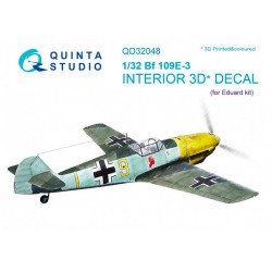 QUINTA STUDIO QD32048 1/32 Bf 109E-3 3D-Printed & coloured Interior on decal paper (for Eduard kit)