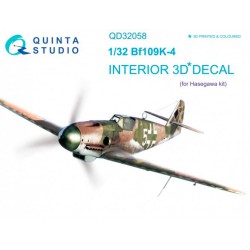 QUINTA STUDIO QD32058 1/32 Bf 109K-4 3D-Printed & coloured Interior on decal paper (for Hasegawa kit)