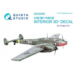 QUINTA STUDIO QD32063 1/32 Bf 110C/D 3D-Printed & coloured Interior on decal paper (for Dragon  kit)