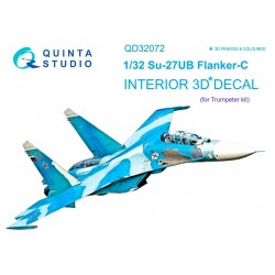 QUINTA STUDIO QD32072 1/32 Su-27UB 3D-Printed & coloured Interior on decal paper (for Trumpeter kit)
