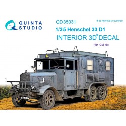 QUINTA STUDIO QD35031 1/35 Henschel 33 D1 3D-Printed & coloured Interior on decal paper (for ICM kit)