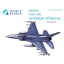 QUINTA STUDIO QD48194 1/48 F-16С 3D-Printed & coloured Interior on decal paper (for Kinetic kit)