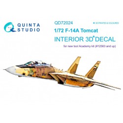 QUINTA STUDIO QD72024 1/72 F-14A 3D-Printed & coloured Interior on decal paper (for Academy kit)