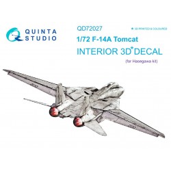 QUINTA STUDIO QD72027 1/72 F-14A 3D-Printed & coloured Interior on decal paper (for Hasegawa kit)
