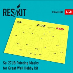 RESKIT RSM48-0008 1/48 Su-27UB Pre-cut painting masks for Great Wall Hobby kit