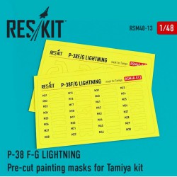 RESKIT RSM48-0013 1/48 P-38 F/G Lightning Pre-cut painting masks for Tamiya Kit