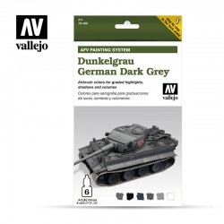 VALLEJO 78.400 Model Air Set AFV German Dark Grey Armour Painting System (6) AFV Color Modulation 8 ml.