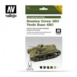 VALLEJO 78.403 Model Air Set AFV Russian Green 4BO Armour Painting System (6) AFV Color Modulation 8 ml.