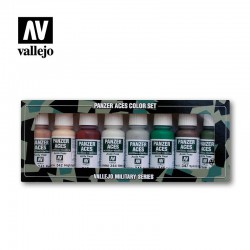 VALLEJO 70.129 Panzer Aces Set Skin Tone and Splinter Camouflage 8 Color Set 17ml.