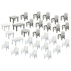 Faller 180439 HO 1/87 24 Garden chairs and 6 Tables