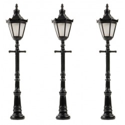 FALLER 180112 1/87 LED Park light, hexagonal lamp with decorative crown, warm white, 3 pcs.