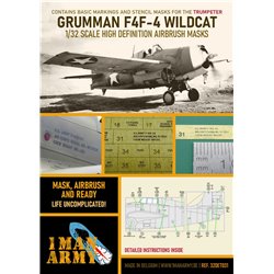 1MANARMY 32DET031 1/32 MASK for Grumman F4F-4 Wildcat Trumpeter