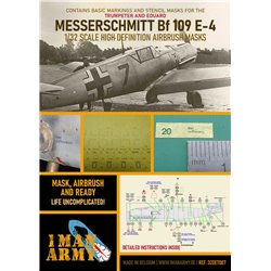 1MANARMY 32DET007 1/32 MASK for Messerschmitt Bf 109 E-4 Eduard & Trumpeter