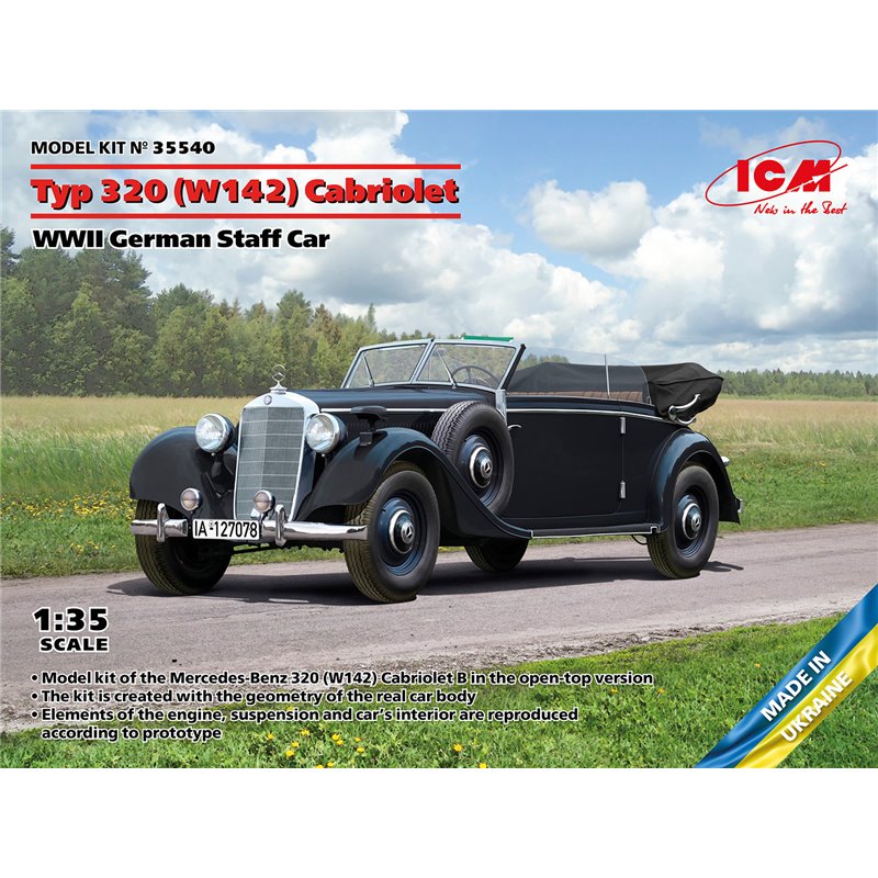 ICM 35540 1/35 Typ 320 (W142) Cabriolet, WWII German Staff Car