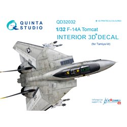 QUINTA STUDIO QD2032 1/32 F-14A 3D-Printed & coloured Interior on decal paper (for Tamiya kit)