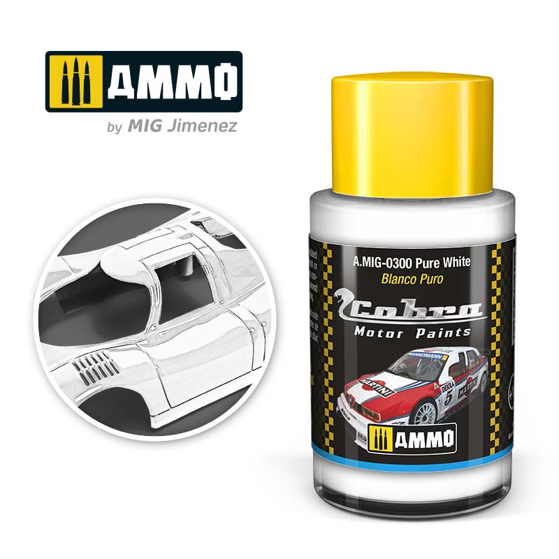 AMMO BY MIG A.MIG-0300 COBRA MOTOR PAINTS Pure White 30 ml.