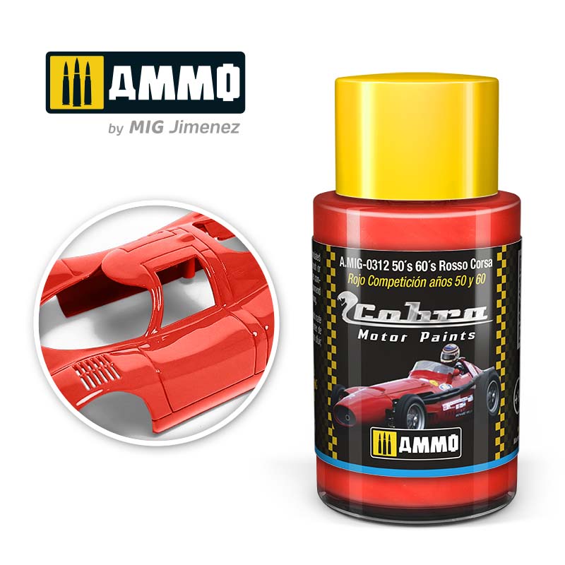 AMMO BY MIG A.MIG-0312 COBRA MOTOR PAINTS 50 ́s 60 ́s Rosso Corsa 30 ml.