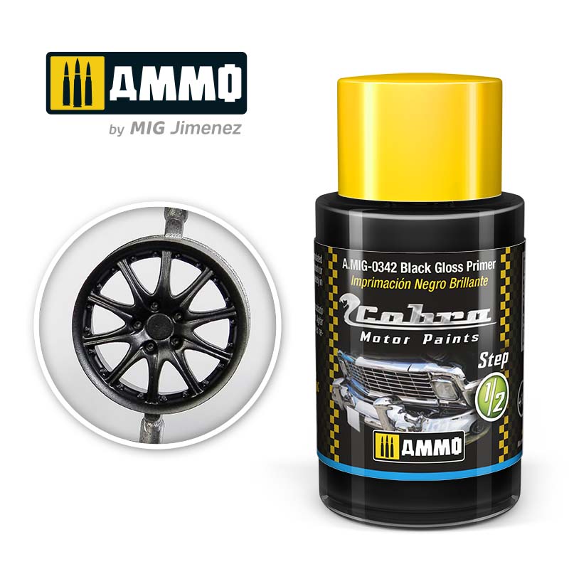 AMMO BY MIG A.MIG-0342 COBRA MOTOR PAINTS Black Gloss Primer 30 ml.