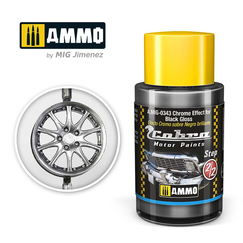 AMMO BY MIG A.MIG-0343 COBRA MOTOR PAINTS Chrome Effect for Black Gloss 30 ml.
