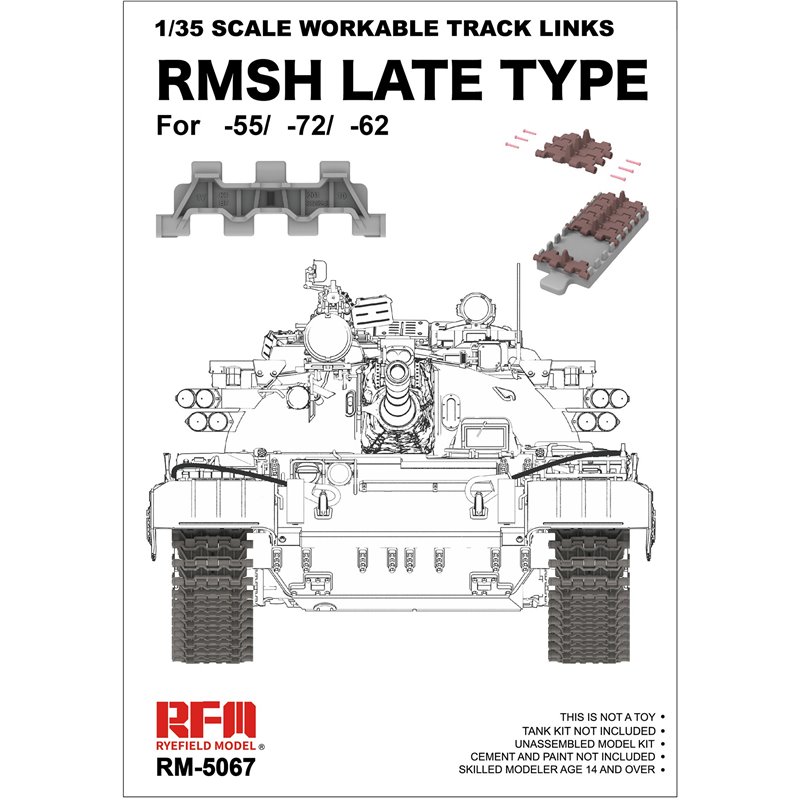 RYE FIELD MODEL RM-5067 1/35 RMSH late type work. track links f. T55/T-72/T-62