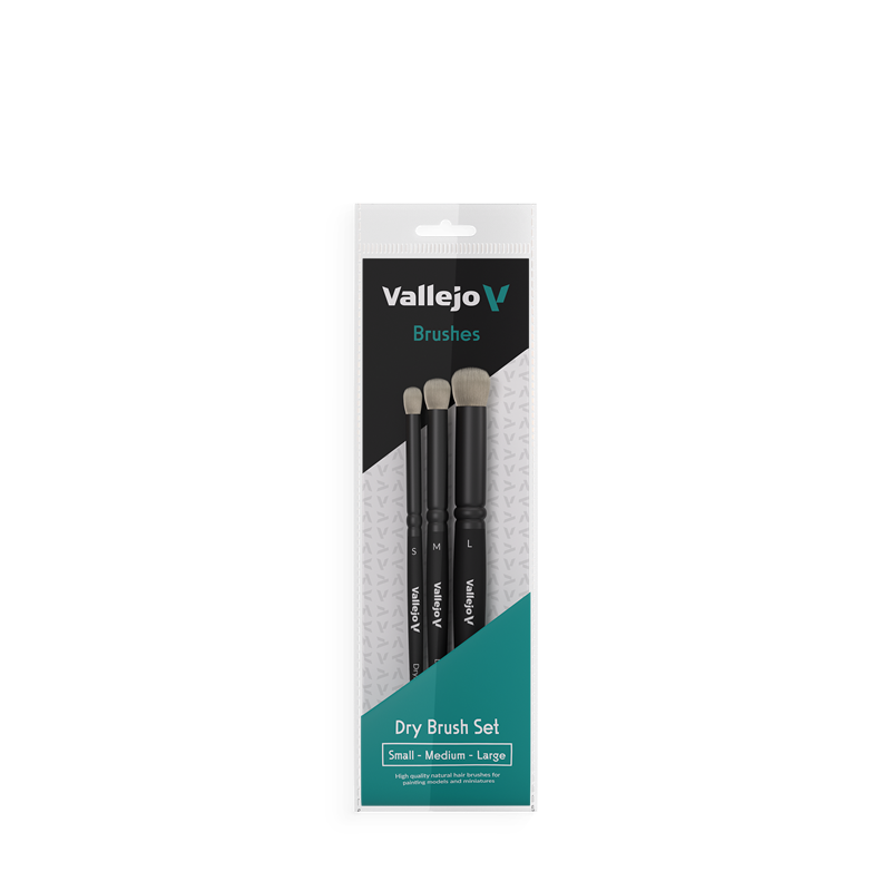 VALLEJO B07990 Dry Brush Set - Natural Hair (S, M & L)
