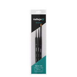 VALLEJO B03990 Starter Set (Round No.1 & 3/0 Triangular Handle, Flat No.4, synthetics)