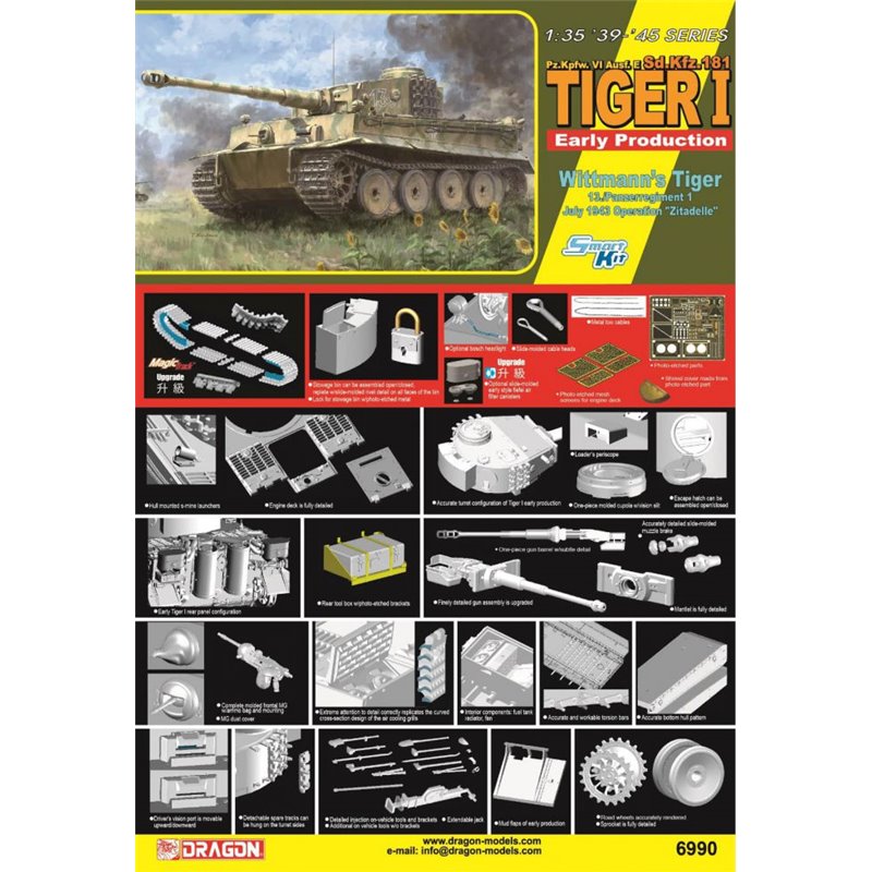 DRAGON 6990 1/35 Tiger I Early Michael Wittman Zi