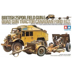 TAMIYA 35044 1/35 British 25PDR.Field Gun & Quad Gun Tractor Canadian Ford F.G.T