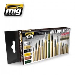 AMMO BY MIG A.MIG-7124 Set de 6 Flacons de Peinture Peintures Pour Munitions WWII 17ml