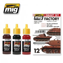AMMO BY MIG A.MIG-7142 Acrylic Paint Set (3 jars) German Factory Colors 17ml