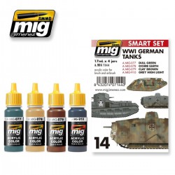 AMMO BY MIG A.MIG-7144 Set de 4 Flacons de Peinture WWI Tanks Allemands 17ml