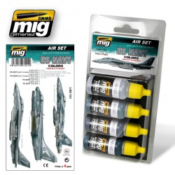 AMMO BY MIG A.MIG-7201 Set de 4 Flacons de Peinture USN Set 1 Années 80 à Nos Jours 17ml