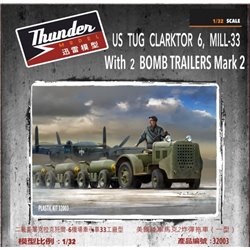 THUNDER MODEL 32003 1/32 US Tug Clarktor 6 Mill-33 with 2 Bomb Trailer Mark 2