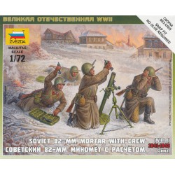 ZVEZDA 6208 1/72 Soviet 82mm Mortar with Crew (Winter)